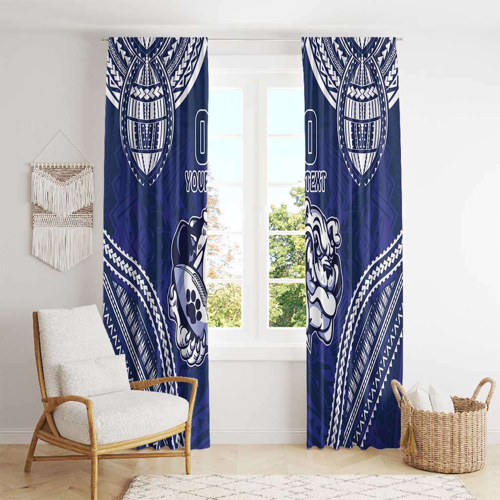 Bulldogs Rugby Custom Window Curtain Go Berries With Polynesian Style