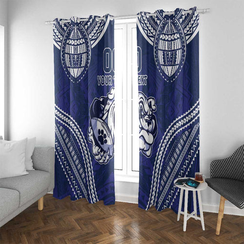 Bulldogs Rugby Custom Window Curtain Go Berries With Polynesian Style