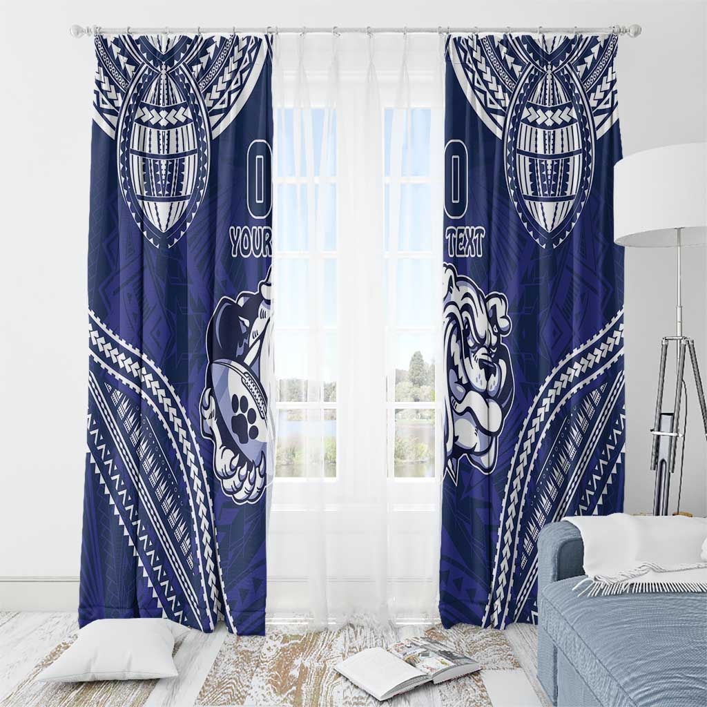 Bulldogs Rugby Custom Window Curtain Go Berries With Polynesian Style