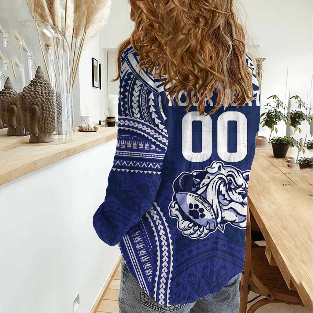 Bulldogs Rugby Custom Women Casual Shirt Go Berries With Polynesian Style