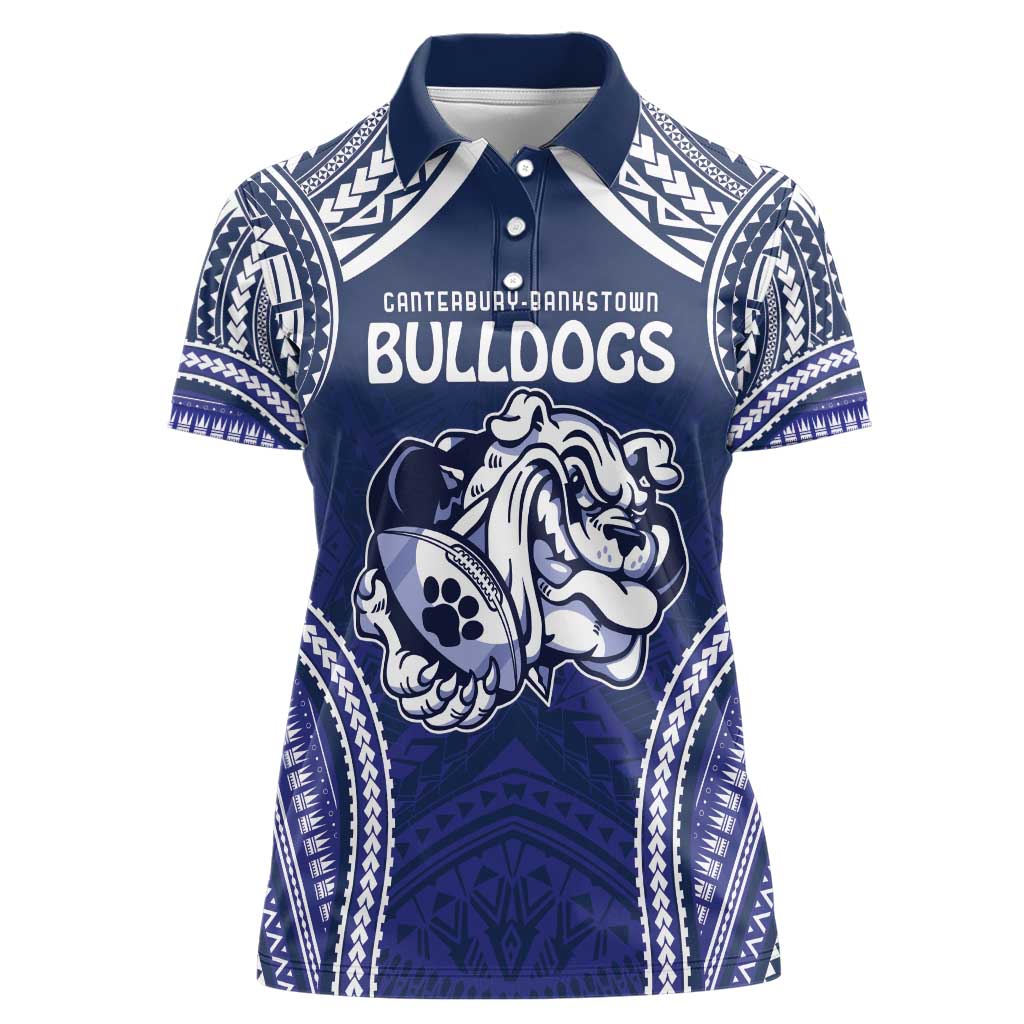Bulldogs Rugby Custom Women Polo Shirt Go Berries With Polynesian Style