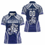 Bulldogs Rugby Custom Women Polo Shirt Go Berries With Polynesian Style