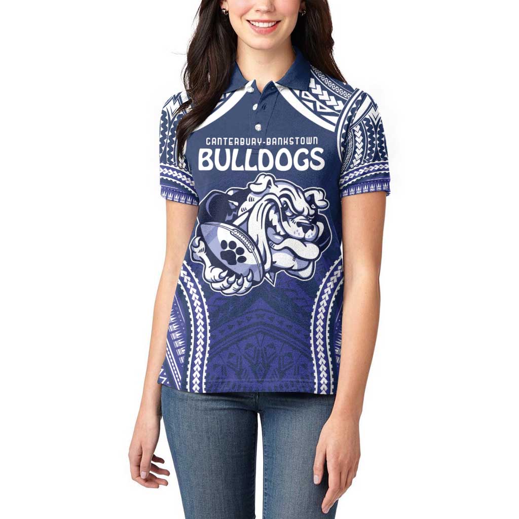 Bulldogs Rugby Custom Women Polo Shirt Go Berries With Polynesian Style