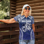Bulldogs Rugby Custom Women Polo Shirt Go Berries With Polynesian Style