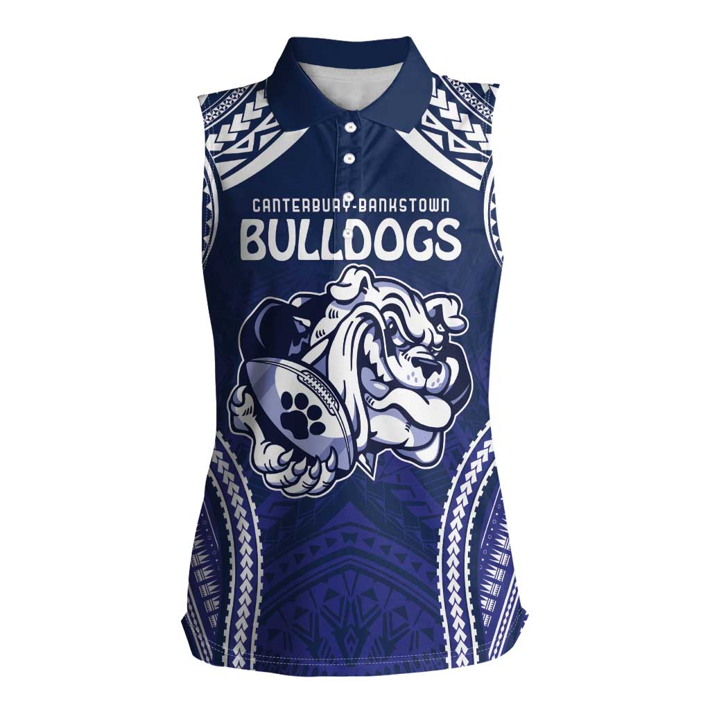 Bulldogs Rugby Custom Women Sleeveless Polo Shirt Go Berries With Polynesian Style