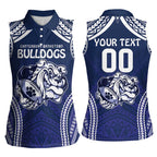 Bulldogs Rugby Custom Women Sleeveless Polo Shirt Go Berries With Polynesian Style