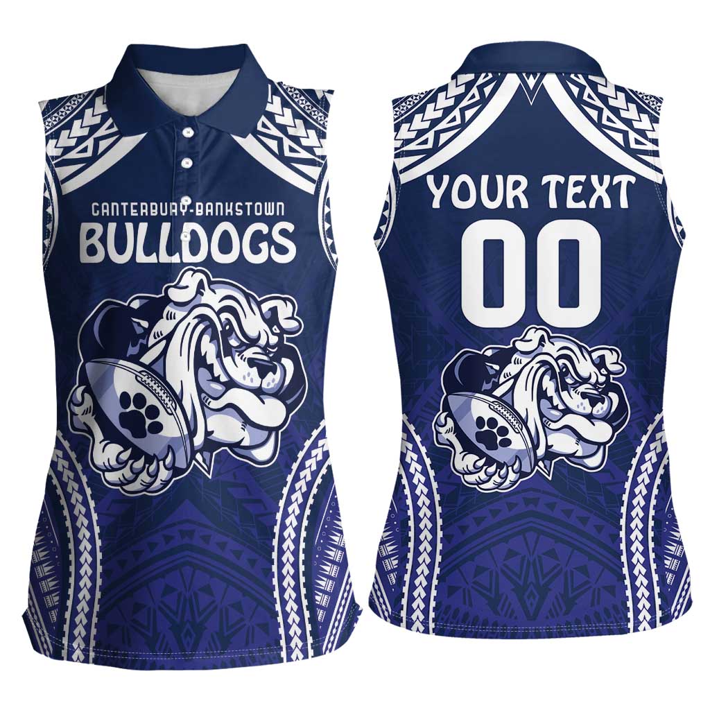 Bulldogs Rugby Custom Women Sleeveless Polo Shirt Go Berries With Polynesian Style