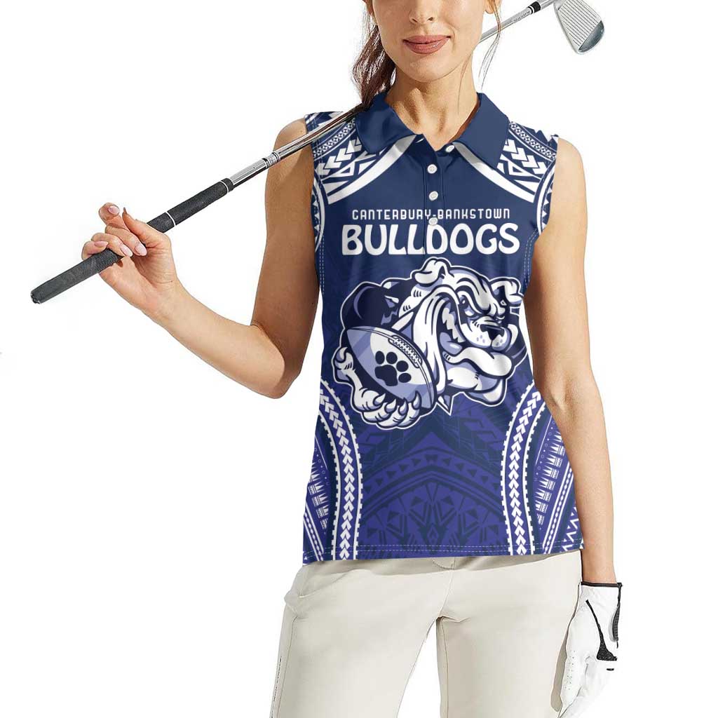 Bulldogs Rugby Custom Women Sleeveless Polo Shirt Go Berries With Polynesian Style