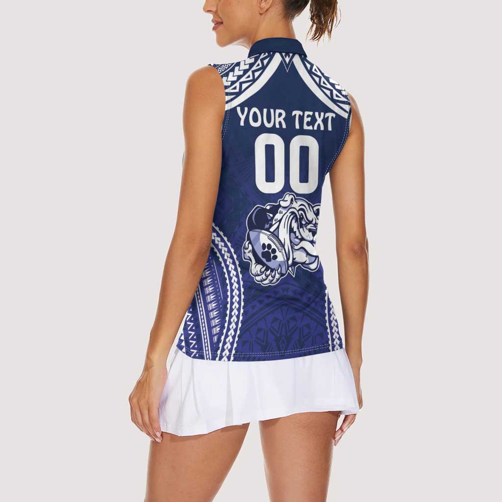 Bulldogs Rugby Custom Women Sleeveless Polo Shirt Go Berries With Polynesian Style