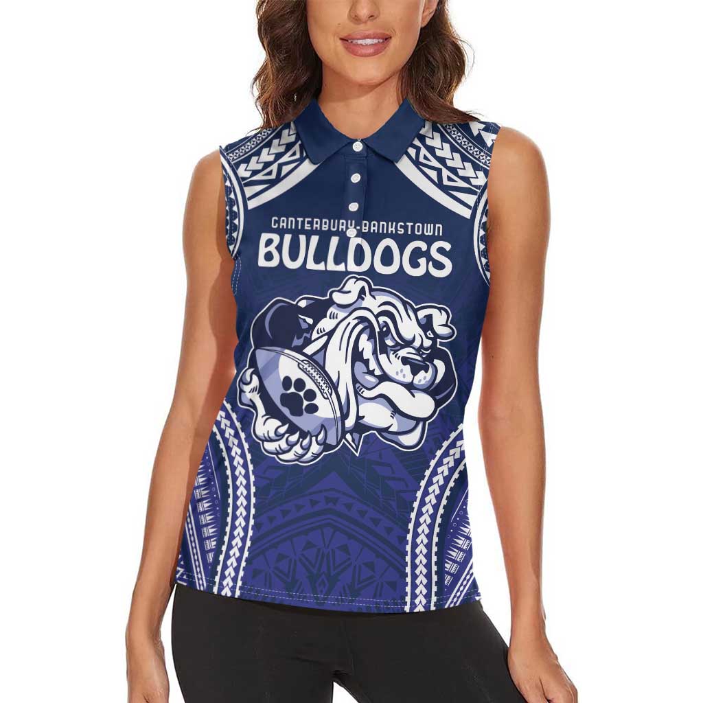 Bulldogs Rugby Custom Women Sleeveless Polo Shirt Go Berries With Polynesian Style