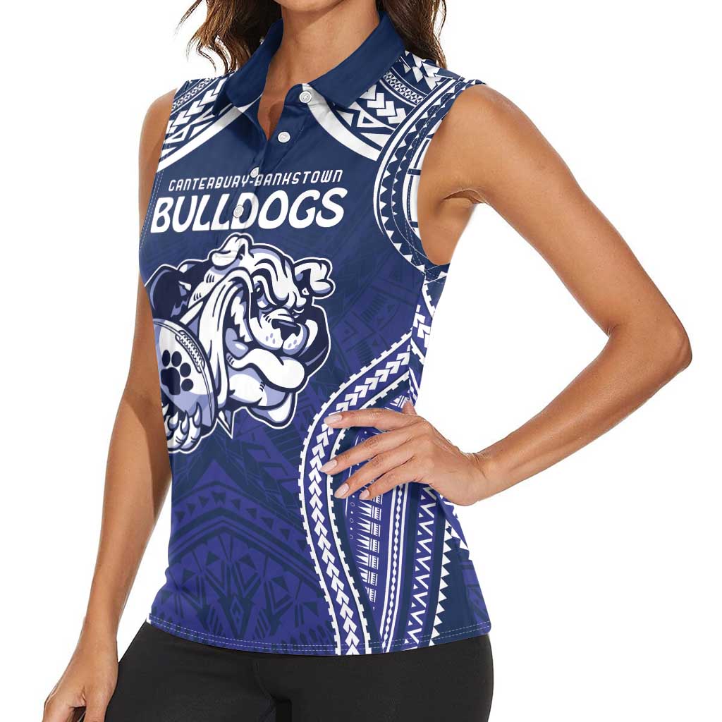 Bulldogs Rugby Custom Women Sleeveless Polo Shirt Go Berries With Polynesian Style