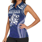 Bulldogs Rugby Custom Women Sleeveless Polo Shirt Go Berries With Polynesian Style