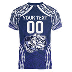 Bulldogs Rugby Custom Women V-Neck T-Shirt Go Berries With Polynesian Style