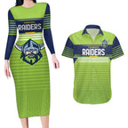 Raiders Rugby Custom Couples Matching Long Sleeve Bodycon Dress and Hawaiian Shirt The Green Machine Simple Style