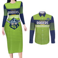 Raiders Rugby Custom Couples Matching Long Sleeve Bodycon Dress and Long Sleeve Button Shirt The Green Machine Simple Style