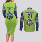 Raiders Rugby Custom Couples Matching Long Sleeve Bodycon Dress and Long Sleeve Button Shirt The Green Machine Simple Style
