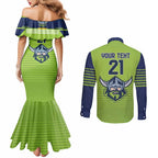 Raiders Rugby Custom Couples Matching Mermaid Dress and Long Sleeve Button Shirt The Green Machine Simple Style