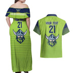 Raiders Rugby Custom Couples Matching Off Shoulder Maxi Dress and Hawaiian Shirt The Green Machine Simple Style