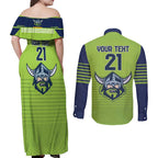 Raiders Rugby Custom Couples Matching Off Shoulder Maxi Dress and Long Sleeve Button Shirt The Green Machine Simple Style