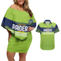 Raiders Rugby Custom Couples Matching Off Shoulder Short Dress and Hawaiian Shirt The Green Machine Simple Style