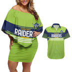 Raiders Rugby Custom Couples Matching Off Shoulder Short Dress and Hawaiian Shirt The Green Machine Simple Style