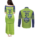 Raiders Rugby Custom Couples Matching Puletasi and Long Sleeve Button Shirt The Green Machine Simple Style
