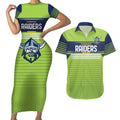 Raiders Rugby Custom Couples Matching Short Sleeve Bodycon Dress and Hawaiian Shirt The Green Machine Simple Style
