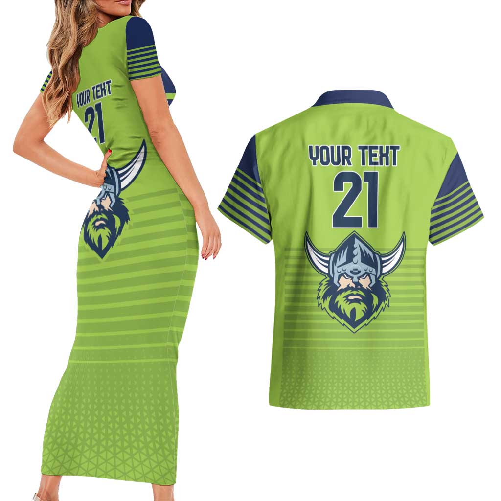 Raiders Rugby Custom Couples Matching Short Sleeve Bodycon Dress and Hawaiian Shirt The Green Machine Simple Style