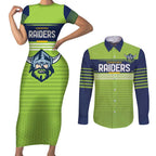 Raiders Rugby Custom Couples Matching Short Sleeve Bodycon Dress and Long Sleeve Button Shirt The Green Machine Simple Style
