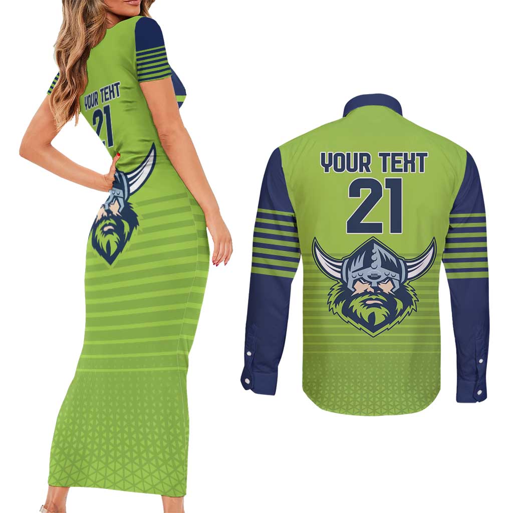 Raiders Rugby Custom Couples Matching Short Sleeve Bodycon Dress and Long Sleeve Button Shirt The Green Machine Simple Style