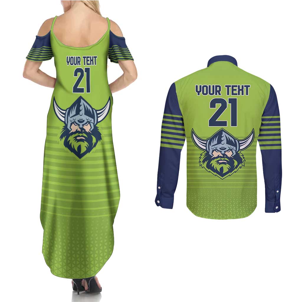 Raiders Rugby Custom Couples Matching Summer Maxi Dress and Long Sleeve Button Shirt The Green Machine Simple Style