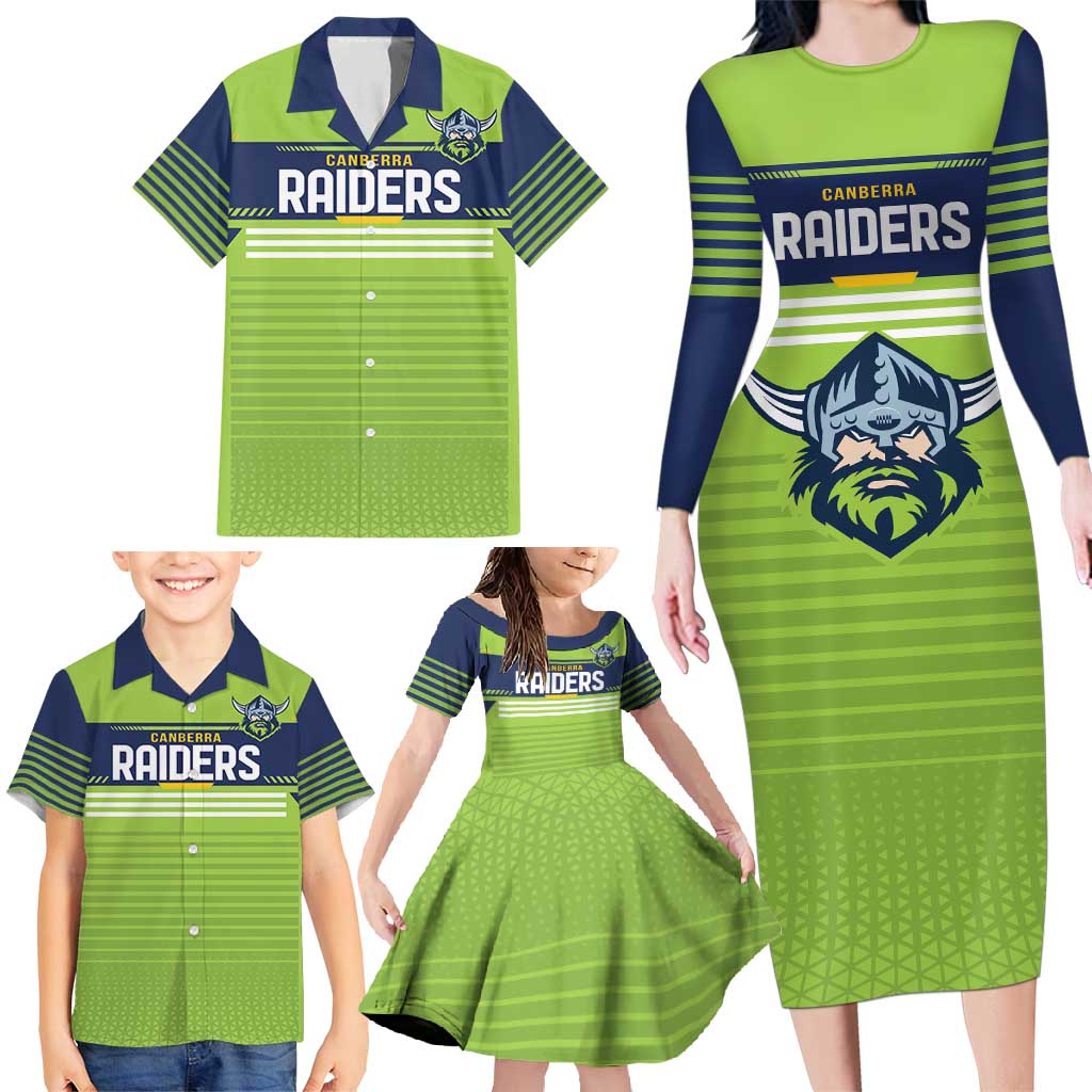 Raiders Rugby Custom Family Matching Long Sleeve Bodycon Dress and Hawaiian Shirt The Green Machine Simple Style
