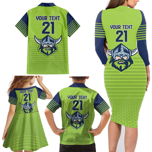 Raiders Rugby Custom Family Matching Long Sleeve Bodycon Dress and Hawaiian Shirt The Green Machine Simple Style