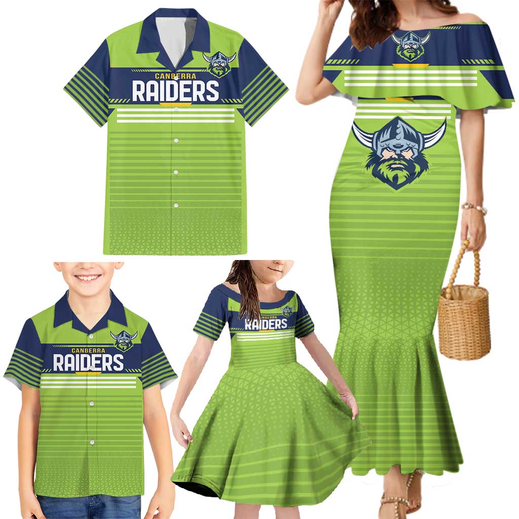 Raiders Rugby Custom Family Matching Mermaid Dress and Hawaiian Shirt The Green Machine Simple Style