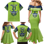 Raiders Rugby Custom Family Matching Mermaid Dress and Hawaiian Shirt The Green Machine Simple Style