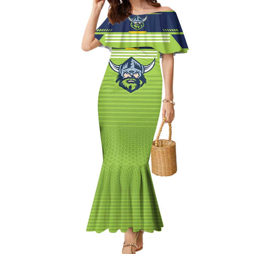 Raiders Rugby Custom Family Matching Mermaid Dress and Hawaiian Shirt The Green Machine Simple Style