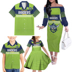 Raiders Rugby Custom Family Matching Off The Shoulder Long Sleeve Dress and Hawaiian Shirt The Green Machine Simple Style