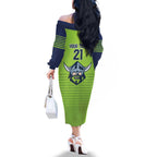 Raiders Rugby Custom Family Matching Off The Shoulder Long Sleeve Dress and Hawaiian Shirt The Green Machine Simple Style