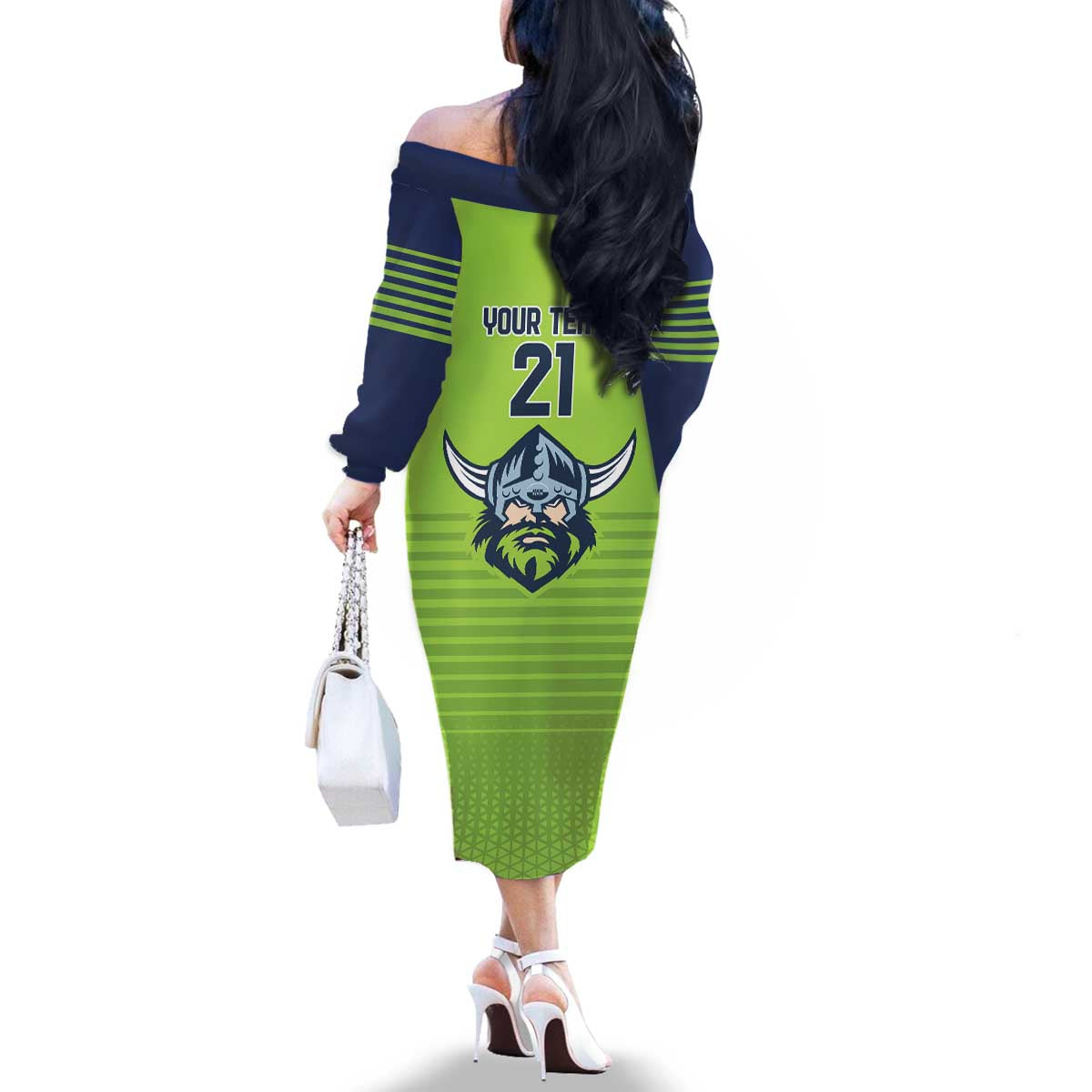 Raiders Rugby Custom Family Matching Off The Shoulder Long Sleeve Dress and Hawaiian Shirt The Green Machine Simple Style