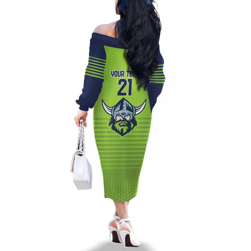 Raiders Rugby Custom Family Matching Off The Shoulder Long Sleeve Dress and Hawaiian Shirt The Green Machine Simple Style