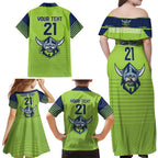 Raiders Rugby Custom Family Matching Off Shoulder Maxi Dress and Hawaiian Shirt The Green Machine Simple Style