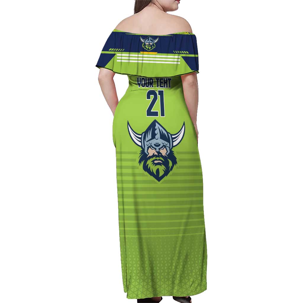 Raiders Rugby Custom Family Matching Off Shoulder Maxi Dress and Hawaiian Shirt The Green Machine Simple Style