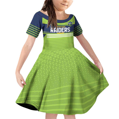 Raiders Rugby Custom Family Matching Off Shoulder Short Dress and Hawaiian Shirt The Green Machine Simple Style