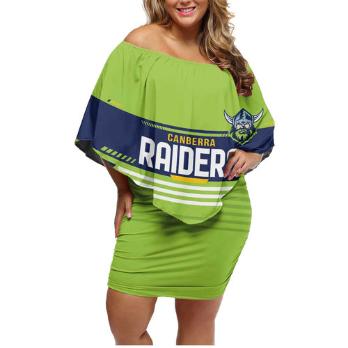 Raiders Rugby Custom Family Matching Off Shoulder Short Dress and Hawaiian Shirt The Green Machine Simple Style