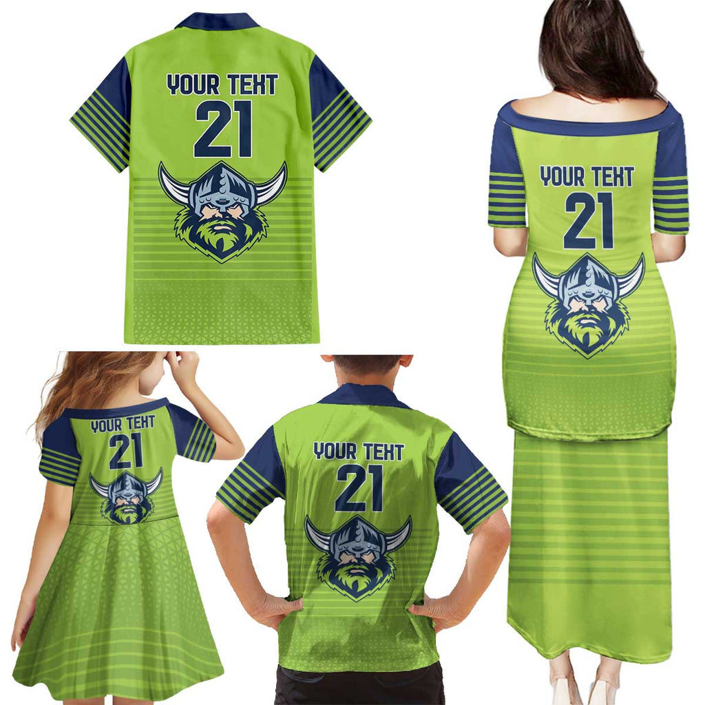 Raiders Rugby Custom Family Matching Puletasi and Hawaiian Shirt The Green Machine Simple Style