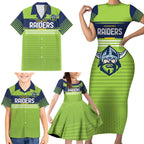 Raiders Rugby Custom Family Matching Short Sleeve Bodycon Dress and Hawaiian Shirt The Green Machine Simple Style