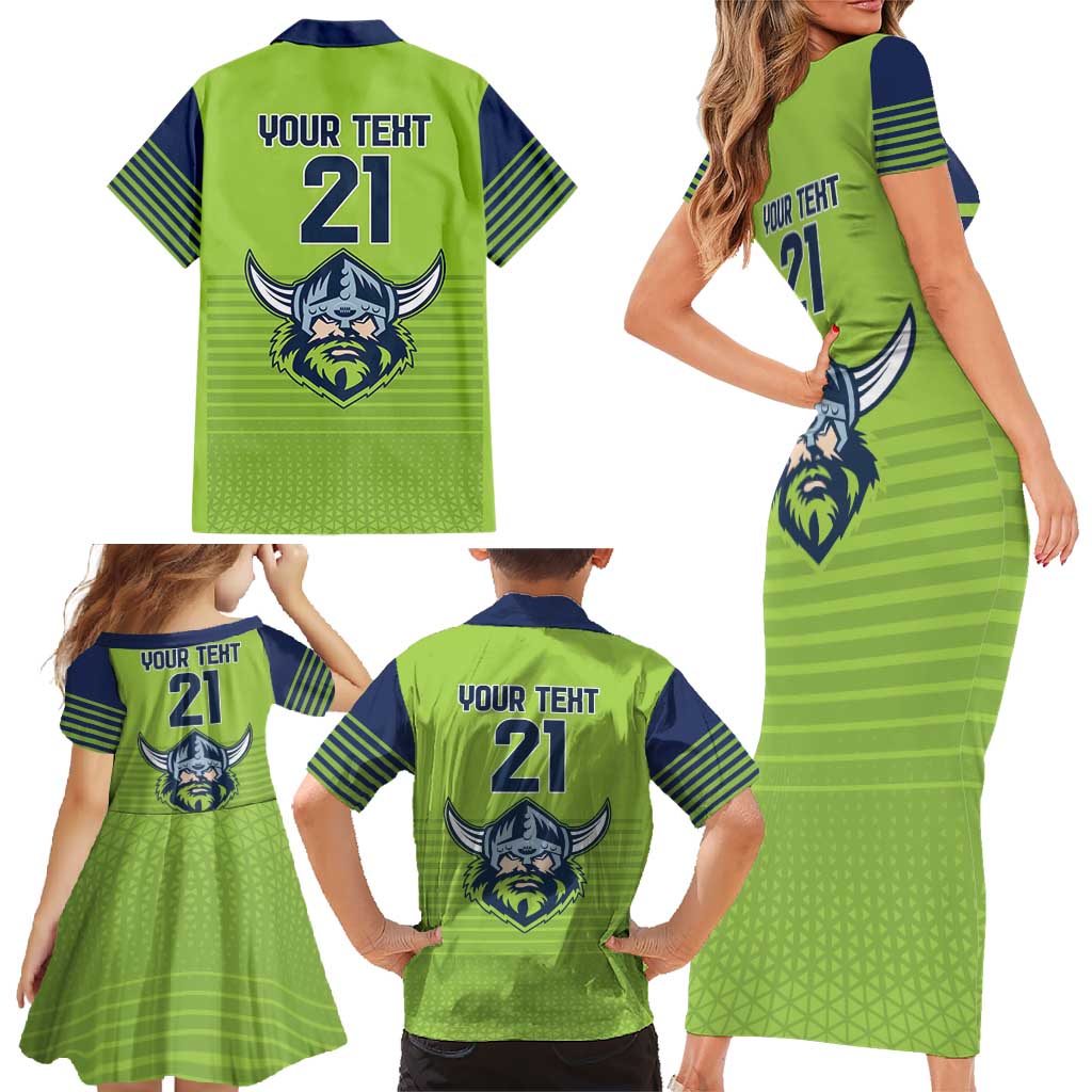 Raiders Rugby Custom Family Matching Short Sleeve Bodycon Dress and Hawaiian Shirt The Green Machine Simple Style
