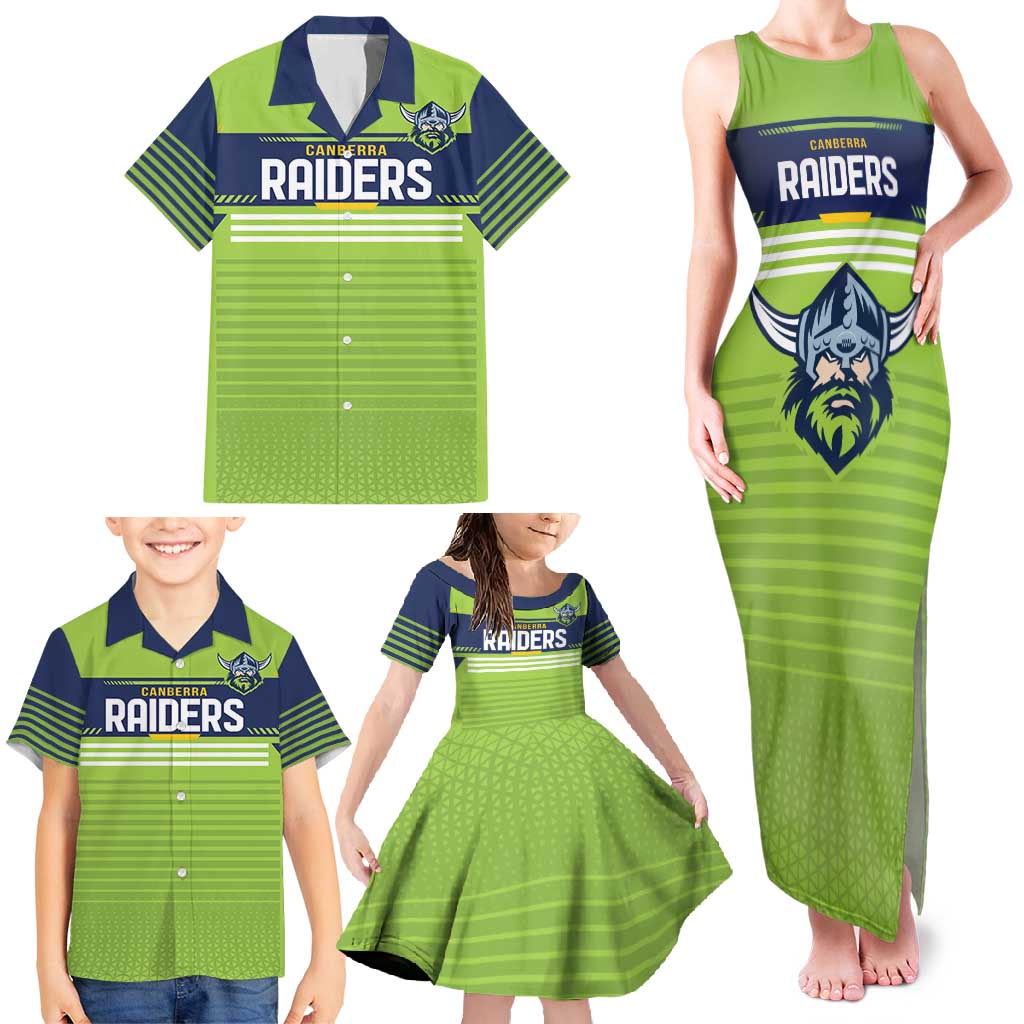 Raiders Rugby Custom Family Matching Tank Maxi Dress and Hawaiian Shirt The Green Machine Simple Style