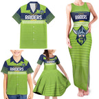 Raiders Rugby Custom Family Matching Tank Maxi Dress and Hawaiian Shirt The Green Machine Simple Style
