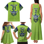 Raiders Rugby Custom Family Matching Tank Maxi Dress and Hawaiian Shirt The Green Machine Simple Style